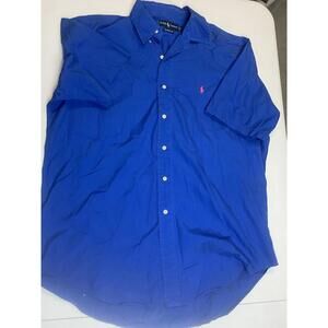 Ralph Lauren Shirt Button Up Down Large Blue White Pony Rugby Tartan Mens Office